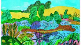 Gudrun Petersdorff, Landschaft bei Feldberg, 2015, Farbholzschnitt, 61 x 91 cm